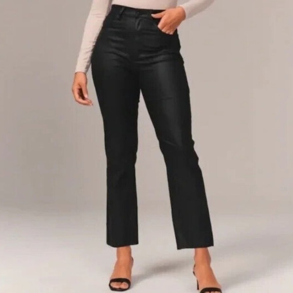 Abercrombie Faux Leather Ankle Straight Ultra High Rise Pants